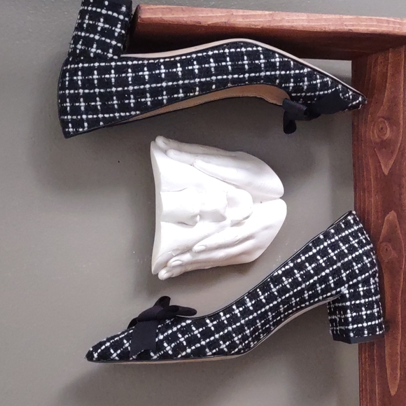 J. Crew Avery tweed bow accent block 